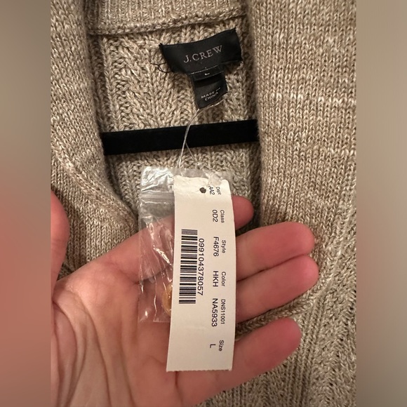 J. Crew beige knit sweater with suede elbow patches - NWT - Size L - Picture 6 of 9